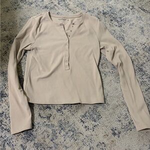 Abercrombie & Fitch Light Beige Long Sleeve Tee